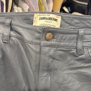 Zadig & Voltaire Light Blue Leather Bootcut Jeans